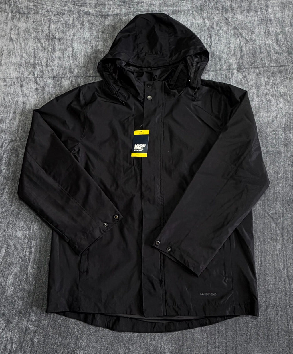 NWT Lands' End All-Weather 3-in-1 Jacket Men's Medium Black Full-Zip Hooded