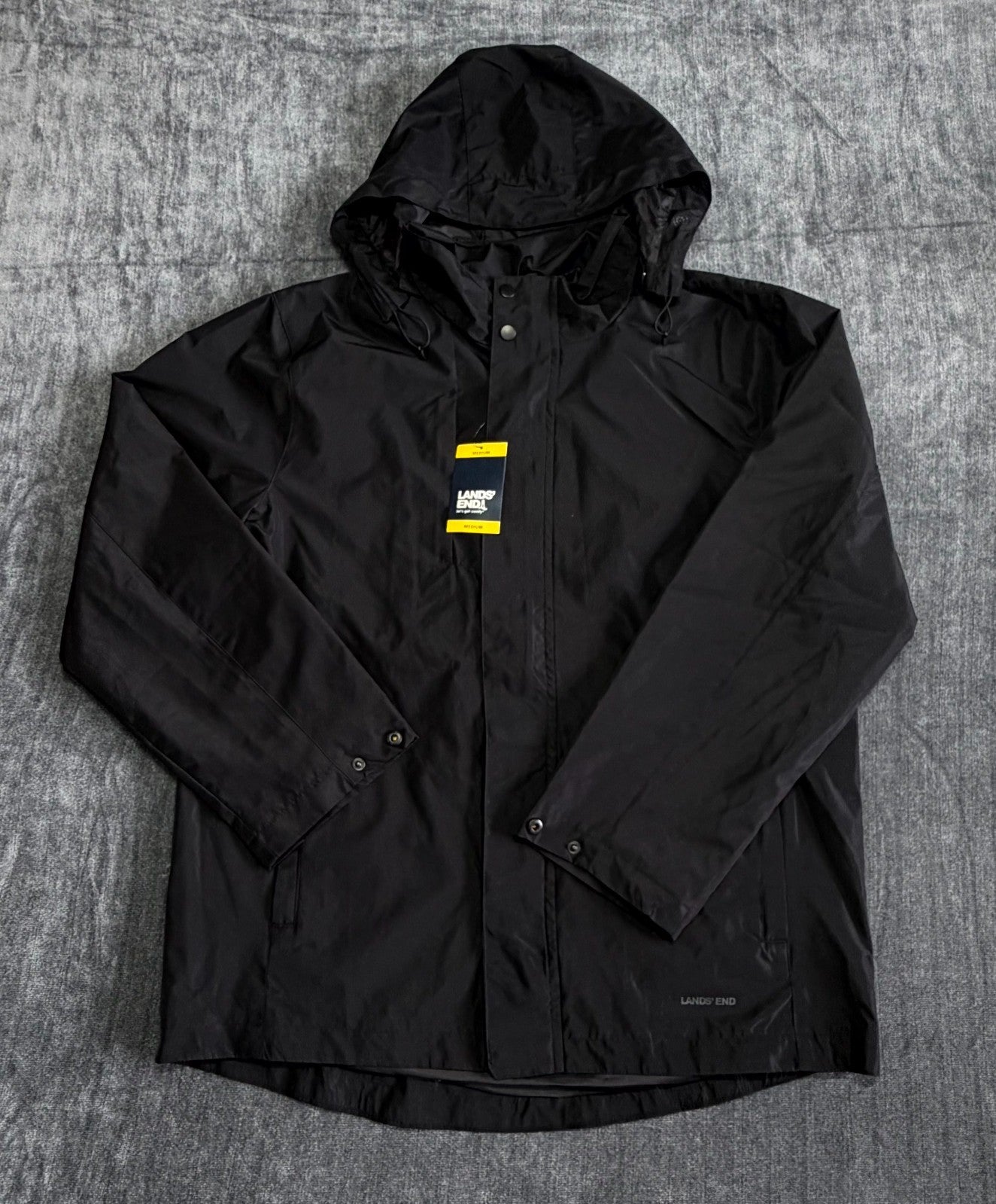 NWT Lands' End All-Weather 3-in-1 Jacket Men's Medium Black Full-Zip Hooded