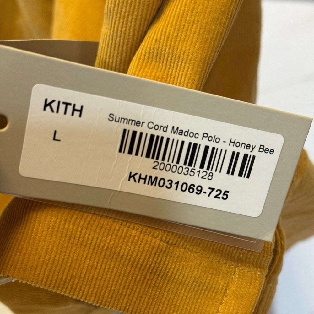 Kith Summer Corduroy Golden Polo Shirt honey bee Size Large