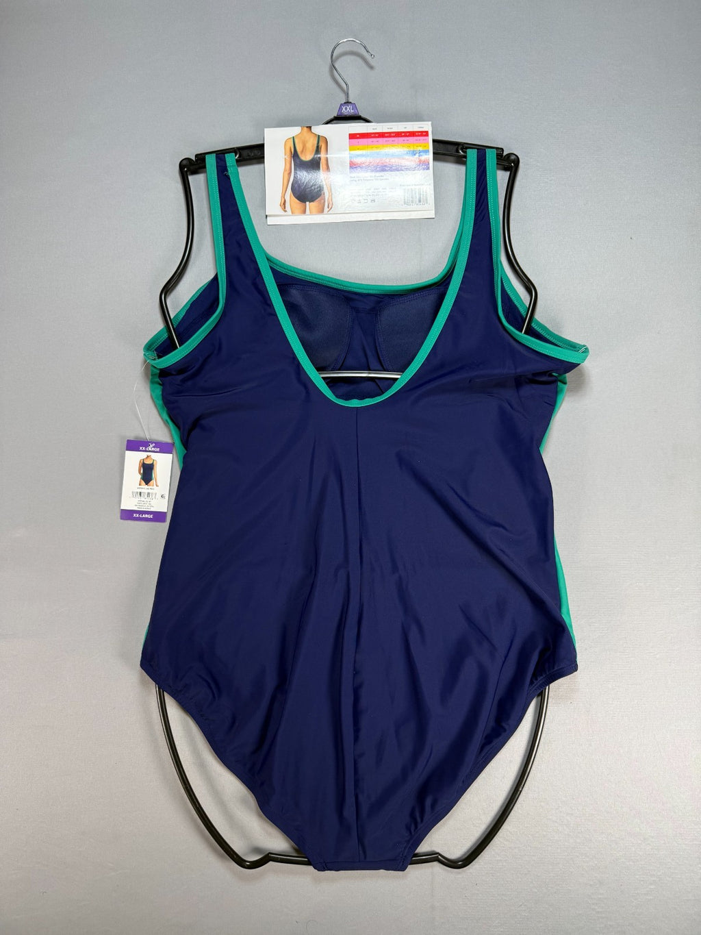 NWT Lands' End Fully Lined Scoop Neck One-Piece Swimsuit Women's 2XL Blue/Green