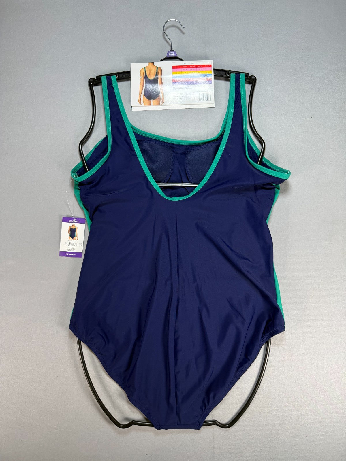 NWT Lands' End Fully Lined Scoop Neck One-Piece Swimsuit Women's 2XL Blue/Green