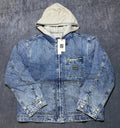 Gap X MadHappy Denim Jacket Men's Medium Blue Full-Zip Hooded Long Sleeve Collar