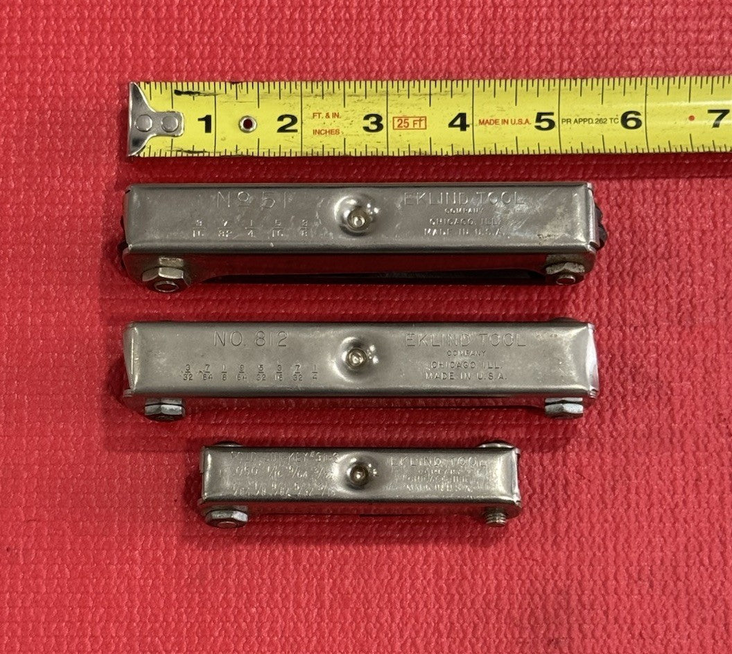 EKLIND TOOLS FOLDING HEX KEY ALLEN WRENCHES No.51,812,91-S  Chicago USA 3 Pc Lot