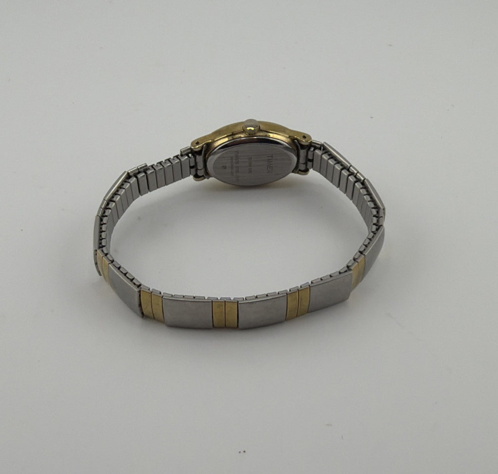 Timex Cavatina Watch Women 18mm Gold Tone Oval Dial Stretch Band New Battery