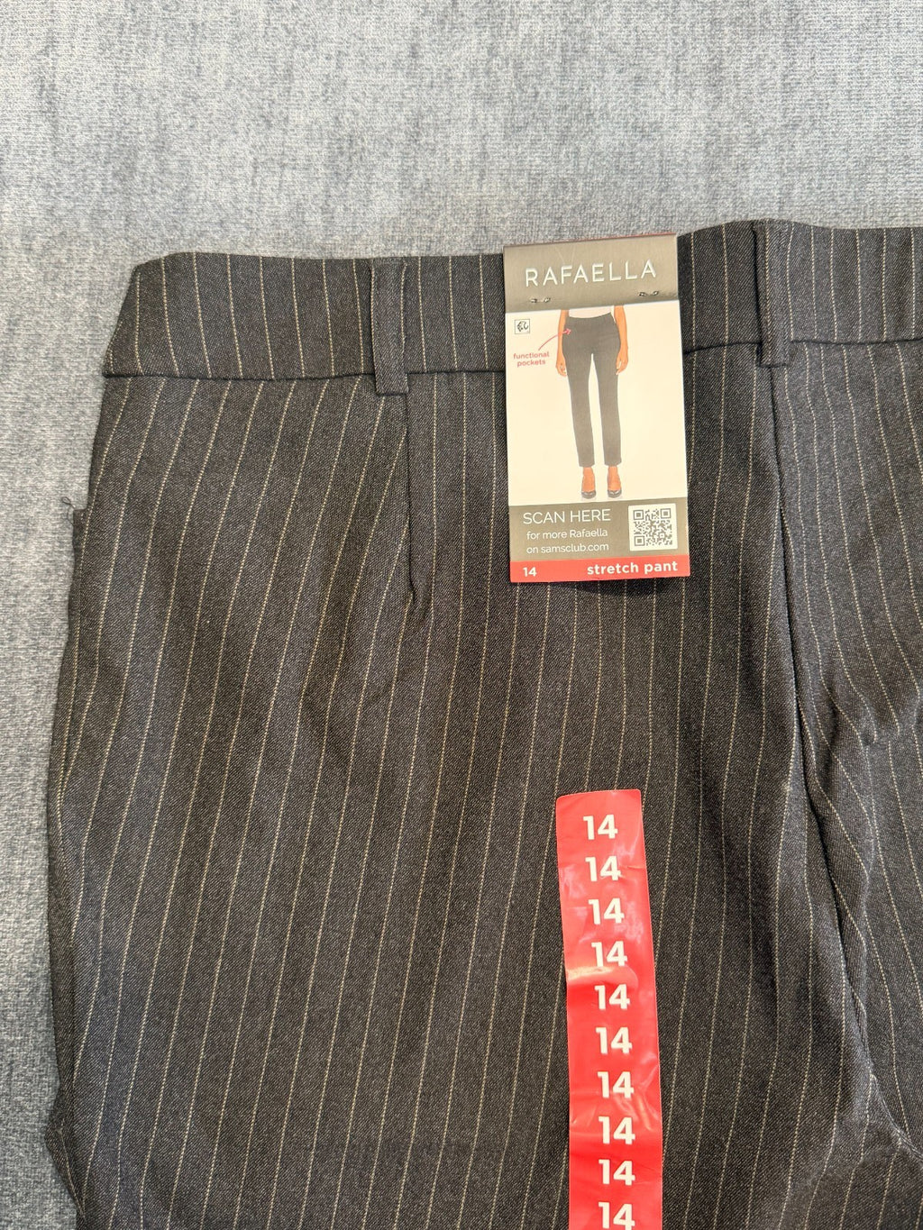 NWT Rafaella Pull-on Stretch Pants Women 14 Brown Graphite Stripe Classic Preppy