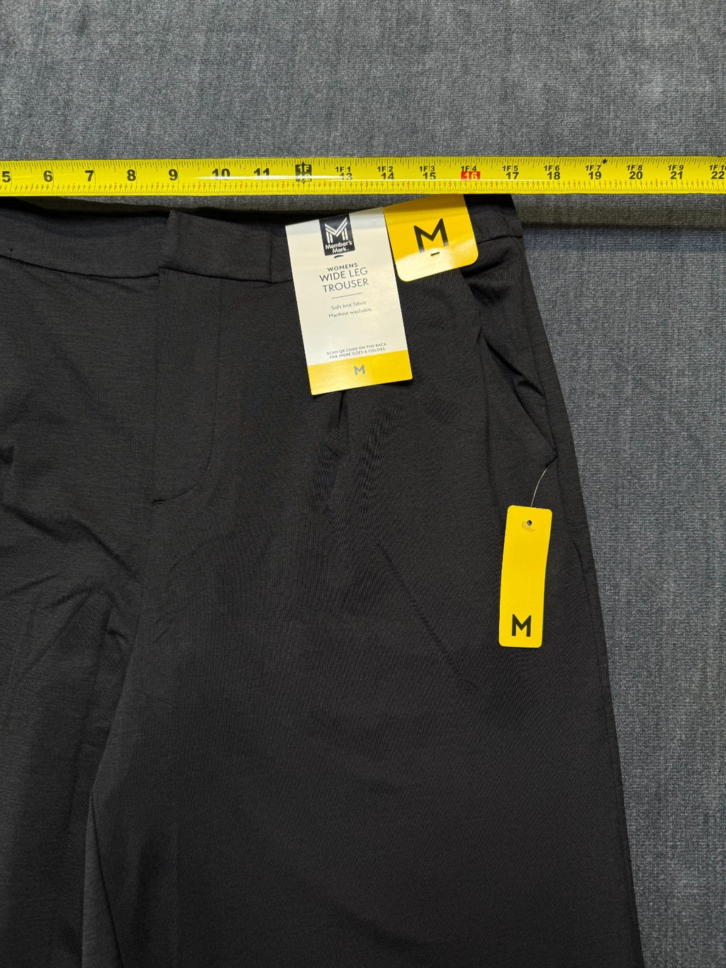 NWT Member's Mark Wide Leg Trouser Women Medium Black Slash Pockets Casual Wear