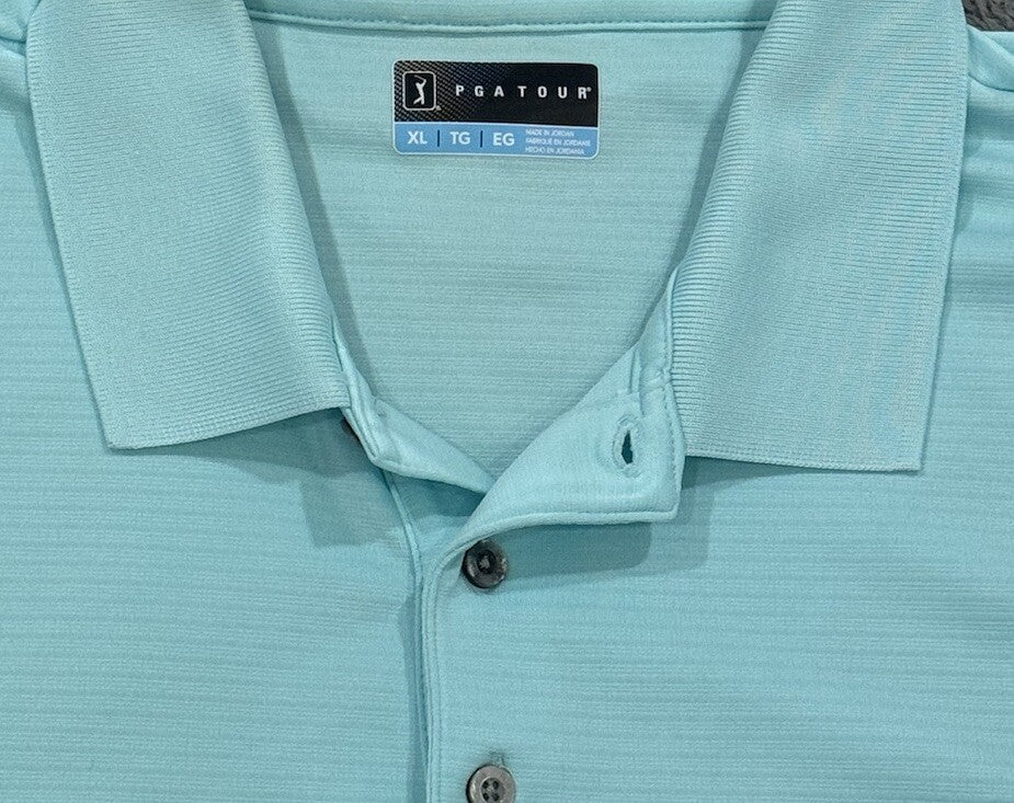 PGA Tour Golf Polo Shirt Men's Size XL Short Sleeve Teal Blue NICE