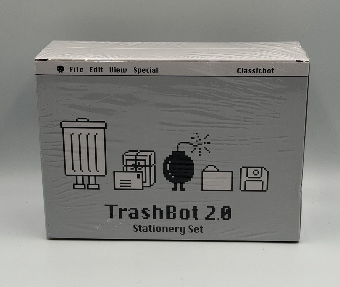 Trashbot 2.0 Stationery Set Retro Desk Organizer Classic Bot & Whiteboard NEW