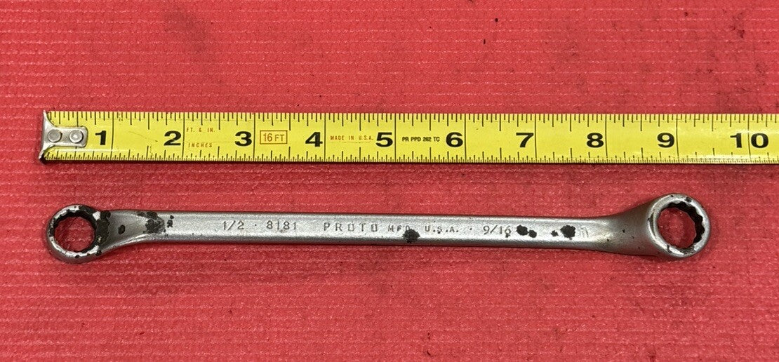 Proto Tools 8181, SAE 1/2" X 9/16" Offset Double Box Wrench 12 Point Made in USA