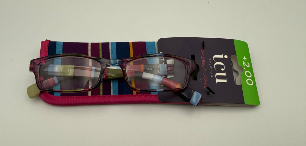 ICU Eyewear Women's Reading Glasses +2.0 Magnification Multicolor Tortoise Frame
