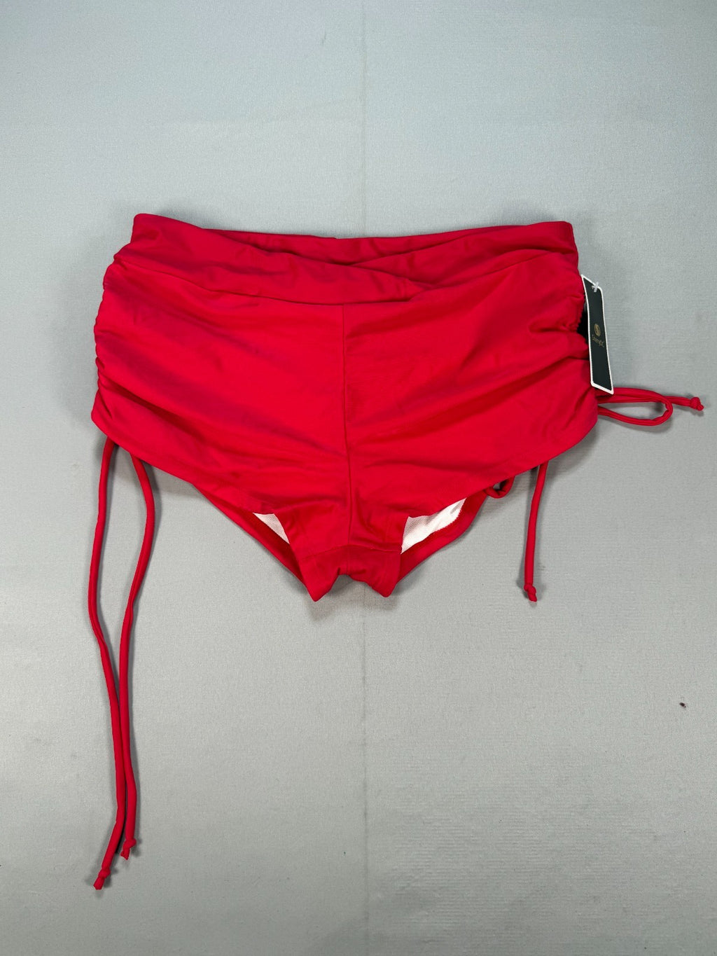 SherryDC High Waisted Swim Short Womens Large Red Adjustable Bikini Bottom