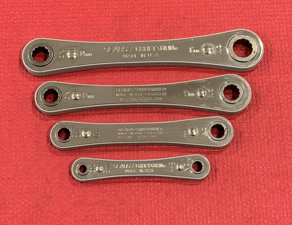 Vintage Sears Craftsman 43670 NEW 4PC Ratcheting Box Wrench Set Metric USA