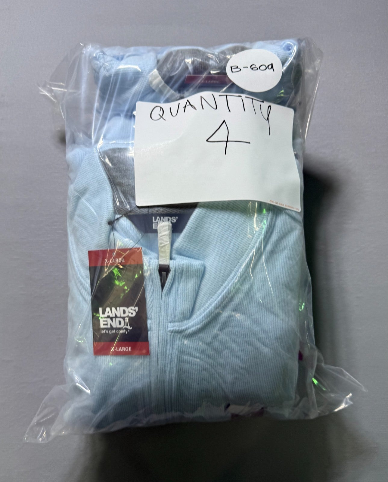 NWT Lands' End Quarter Zip Pullover Sweater Men XL Blue Long Sleeve Mock Neck
