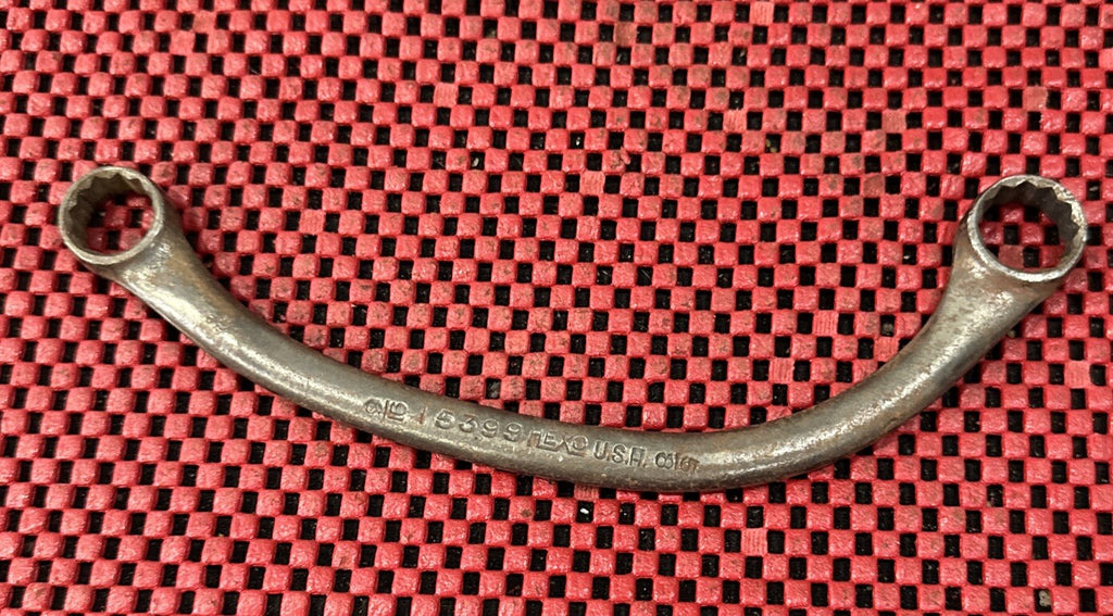 Vintage HEXO Tools 15399 Double Box Obstruction Wrench Curved 9/16” X 5/8” USA