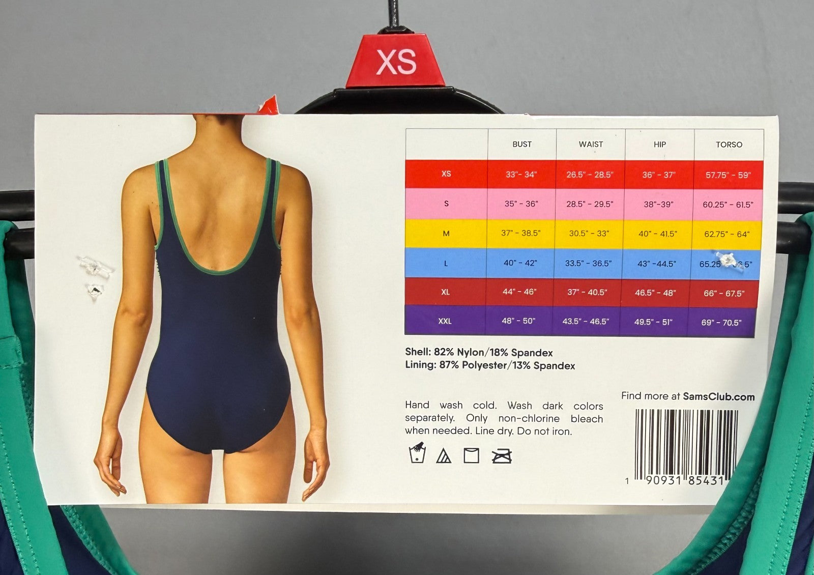 NWT Lands' End Fully Lined Scoop Neck One-Piece Swimsuit Women's XS Blue/Green
