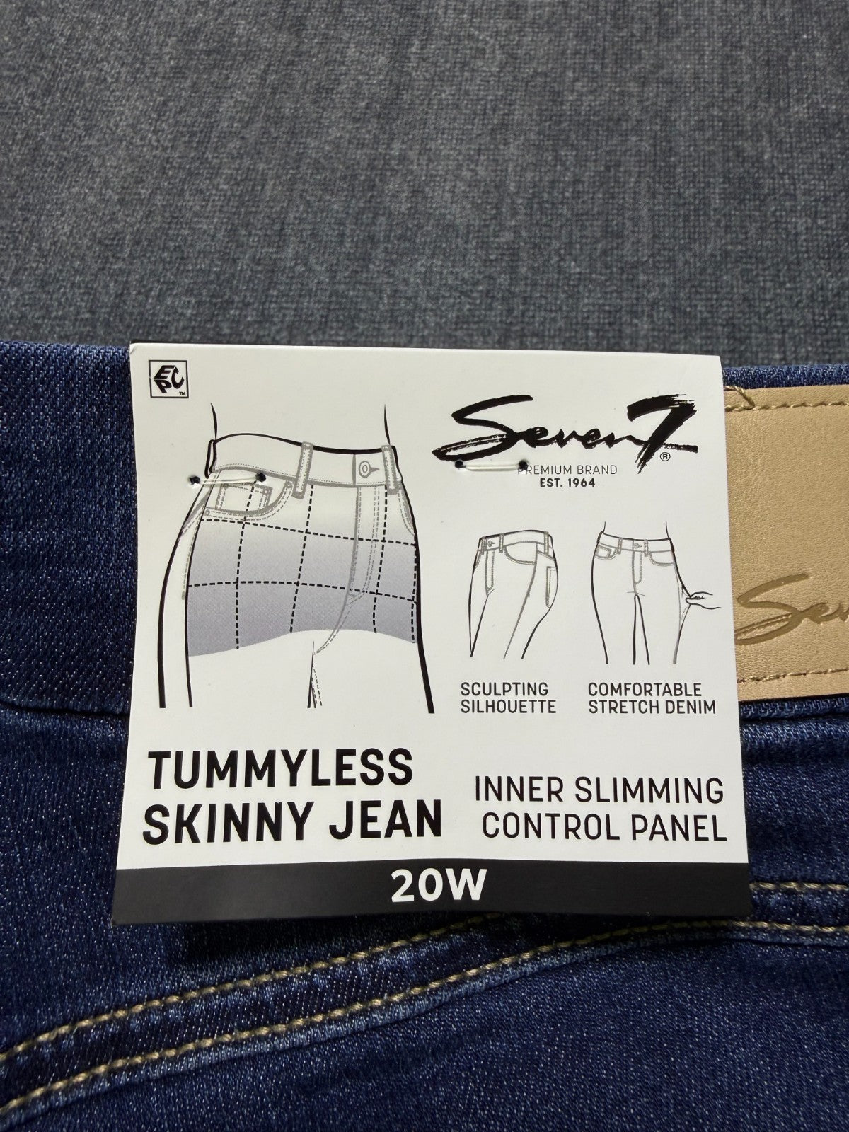 NWT Seven7 Tummyless Skinny Jeans Women's 20W Blue Denim Medium Wash 5-Pockets