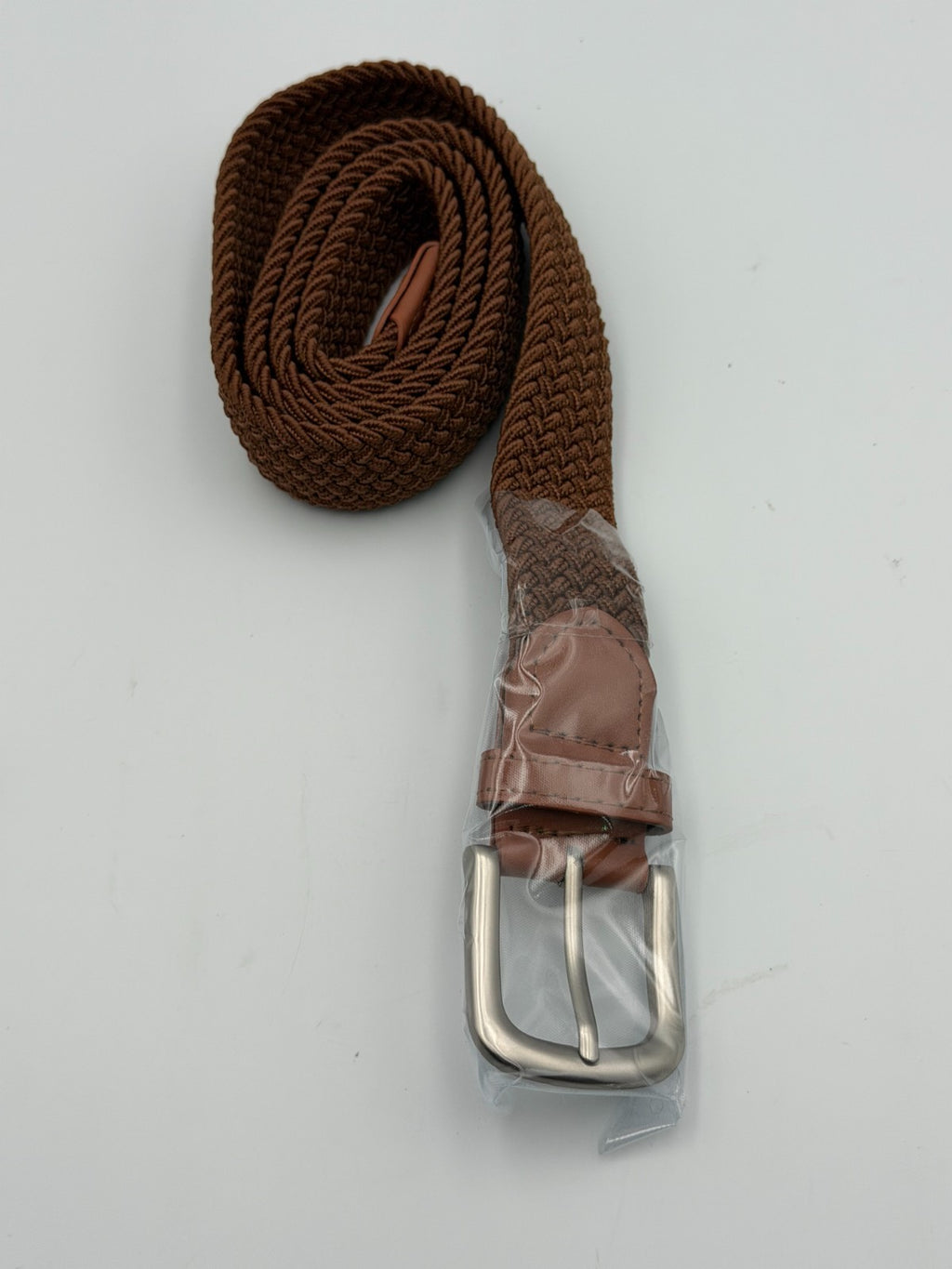 NWT Mugsy Stretch Belt Men's Brown Comfortable Elastic Woven Casual - One Size