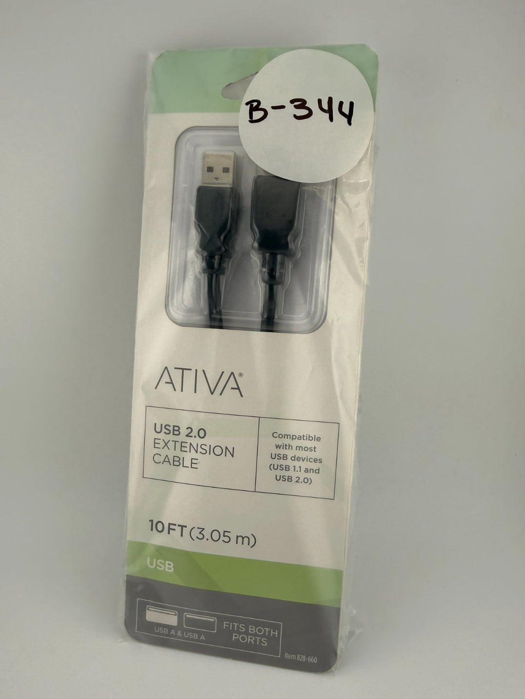 NEW Ativa 828-560 Black USB-A Male to Female 3.05m 10ft USB 2.0 Extension Cable