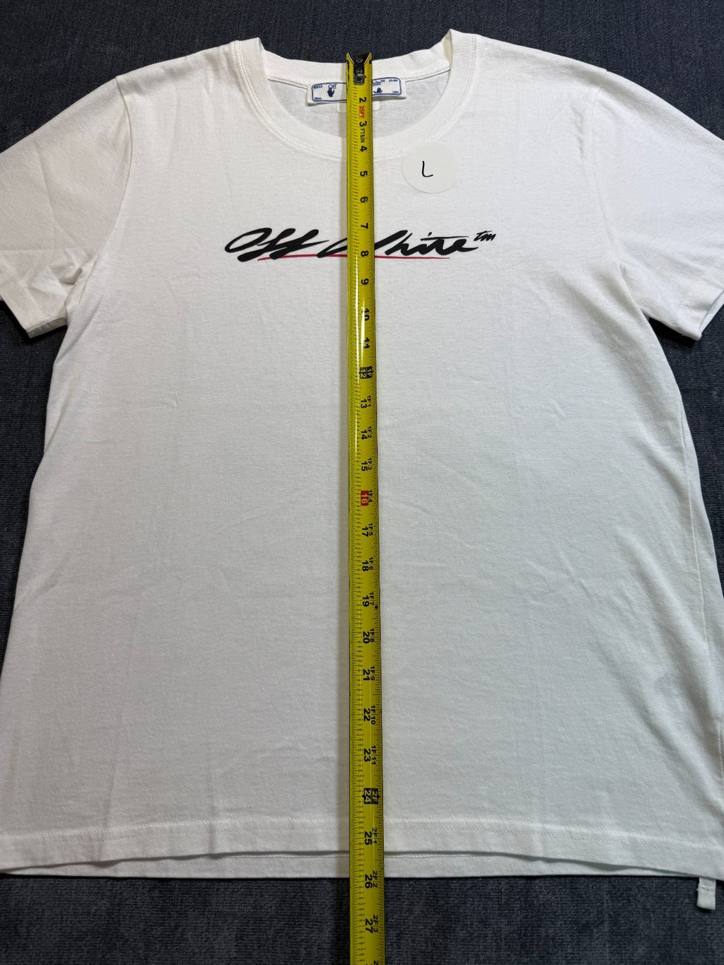NWOT Off-White New Script Logo Tee Shirt Men's Large White Classic Short Sleeve
