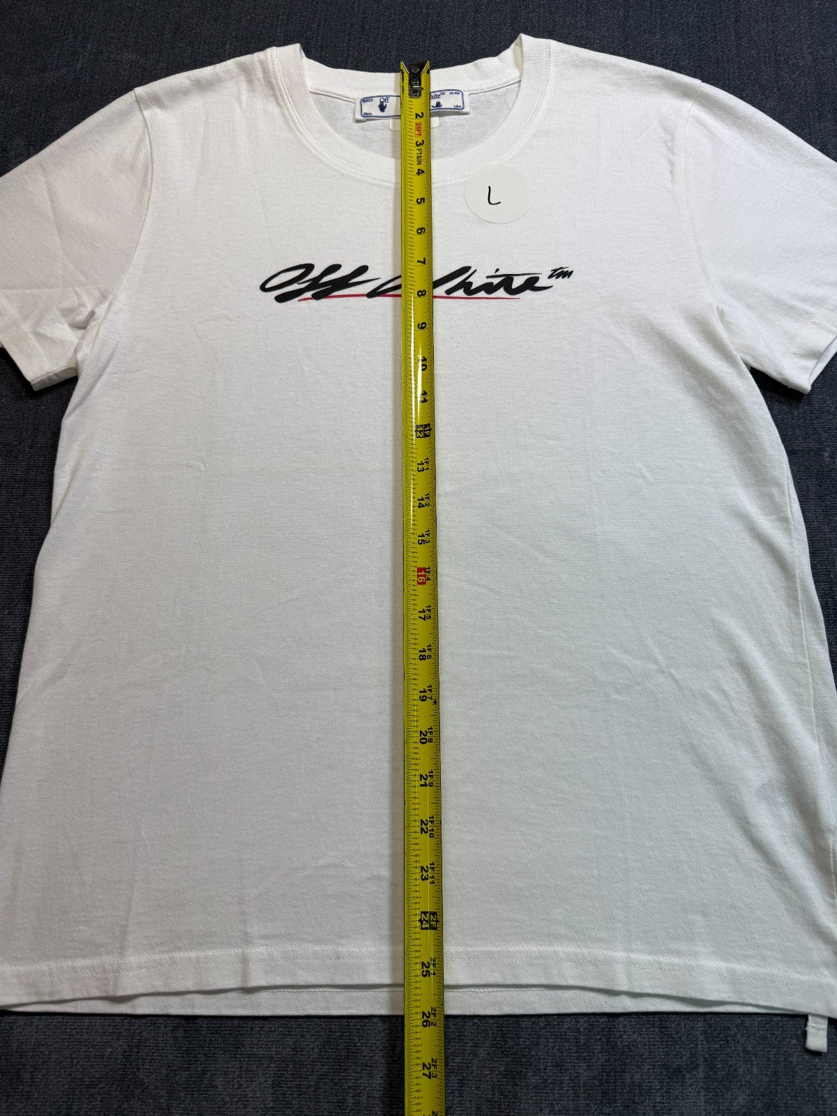 NWOT Off-White New Script Logo Tee Shirt Men's Large White Classic Short Sleeve