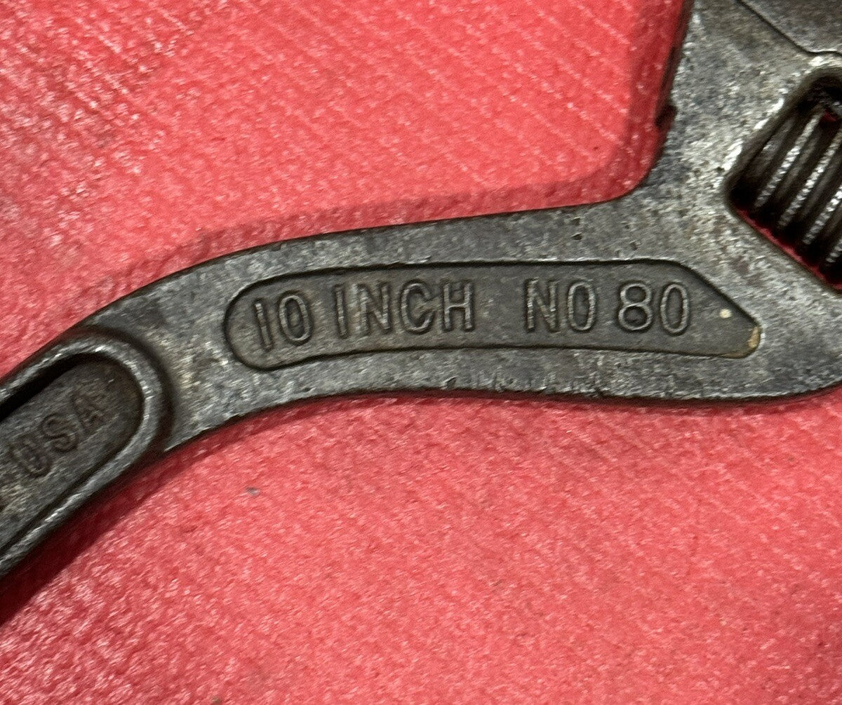 Vintage Westcott No. 80, 10 Inch S-Curved Adjustable Wrench Keystone Mfg Co. USA