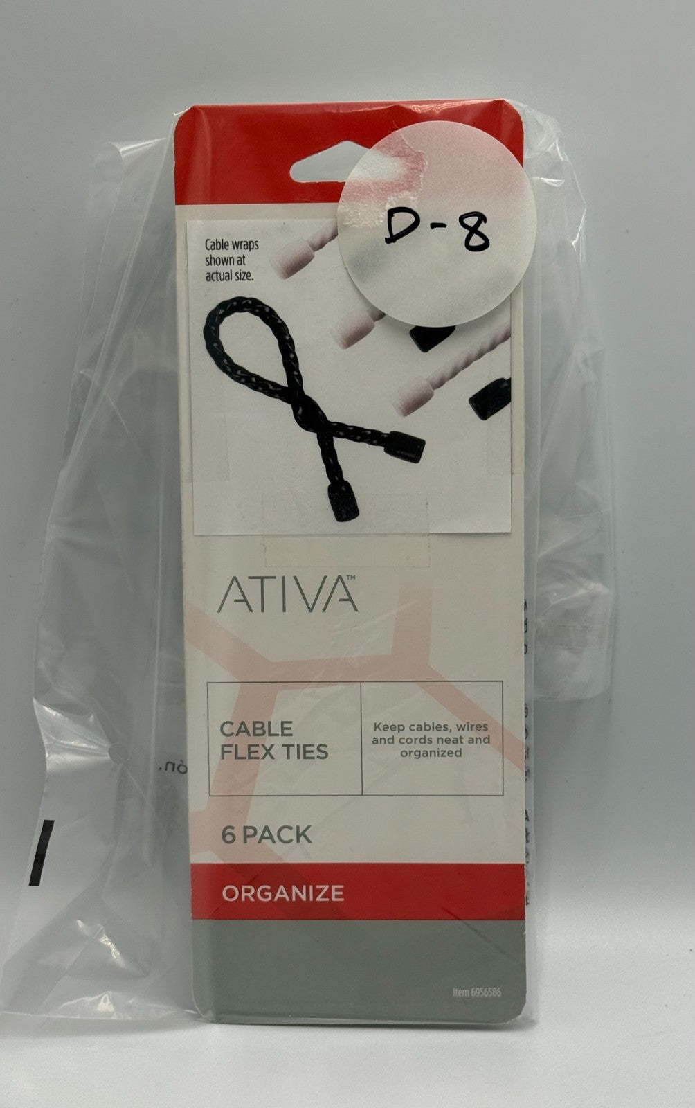 New Ativa Cable Flex Ties Reusable Cord Management Wire Wraps - Pack of 6