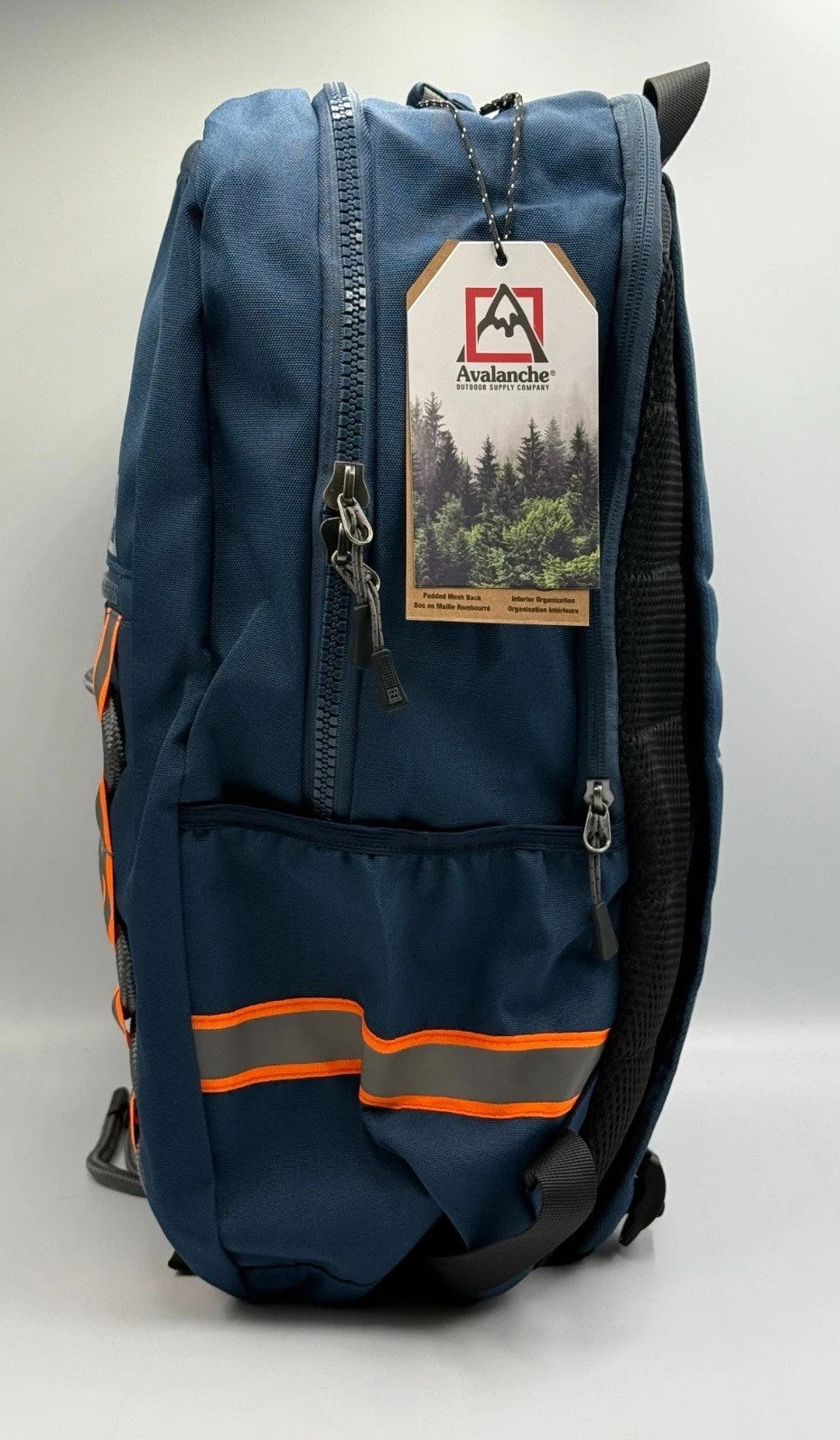NWT Avalanche Outdoor Reflective Backpack Navy Orange School Travel Hiking Bag