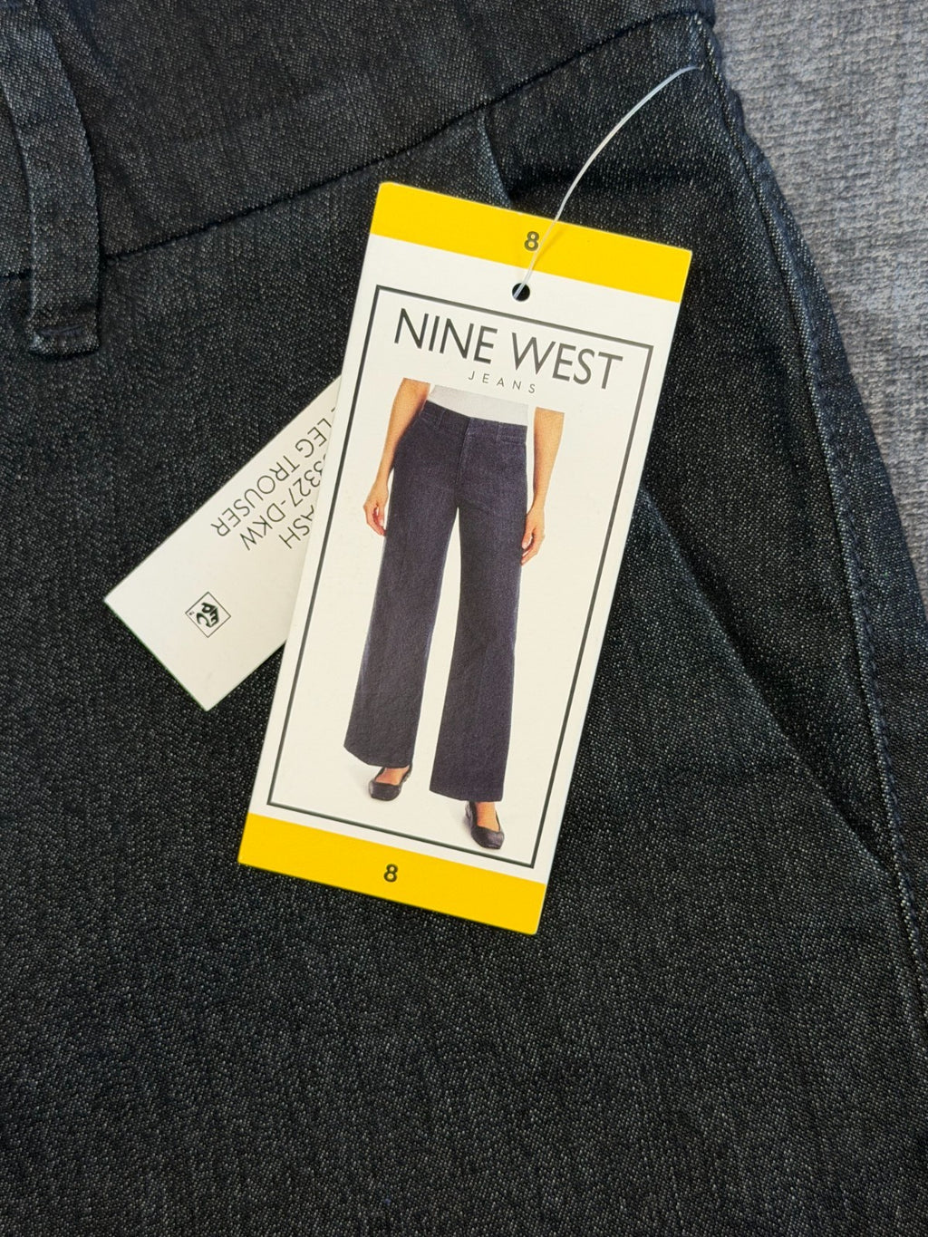 NWT Nine West Jeans Wide Leg Trousers Pants Women's 8 Dark Blue Slash Pockets