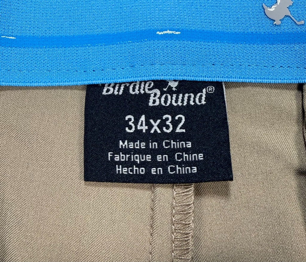 NWT Birdie Bound Straight Leg Pants Mens 34x32 Beige Flat Front Lightweight Golf