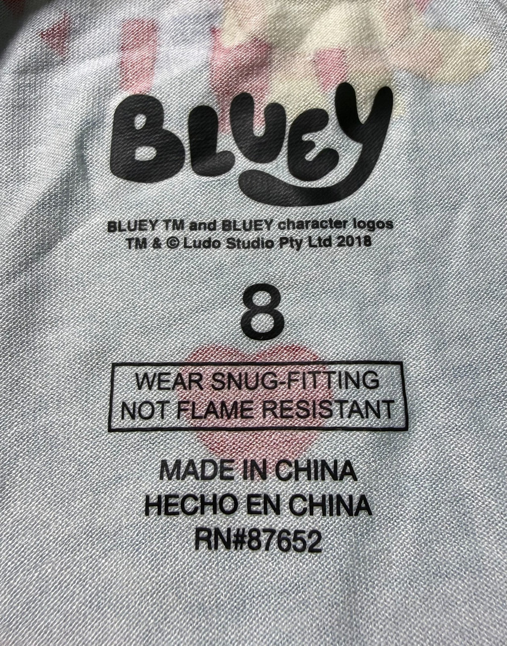 Bluey Character Valentine's Day 2-Piece Pajama Set Unisex Toddler 8 Multicolor