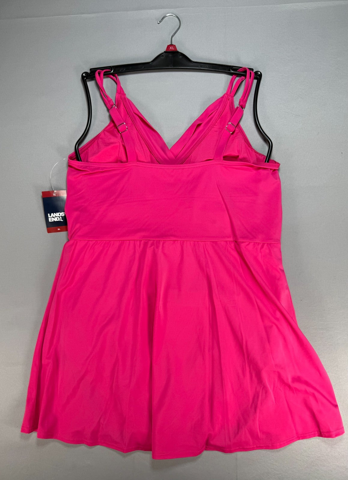Land's End Adjustable Strap Pull On-Swim Dress Women's XL Pink Sleeveless Preppy