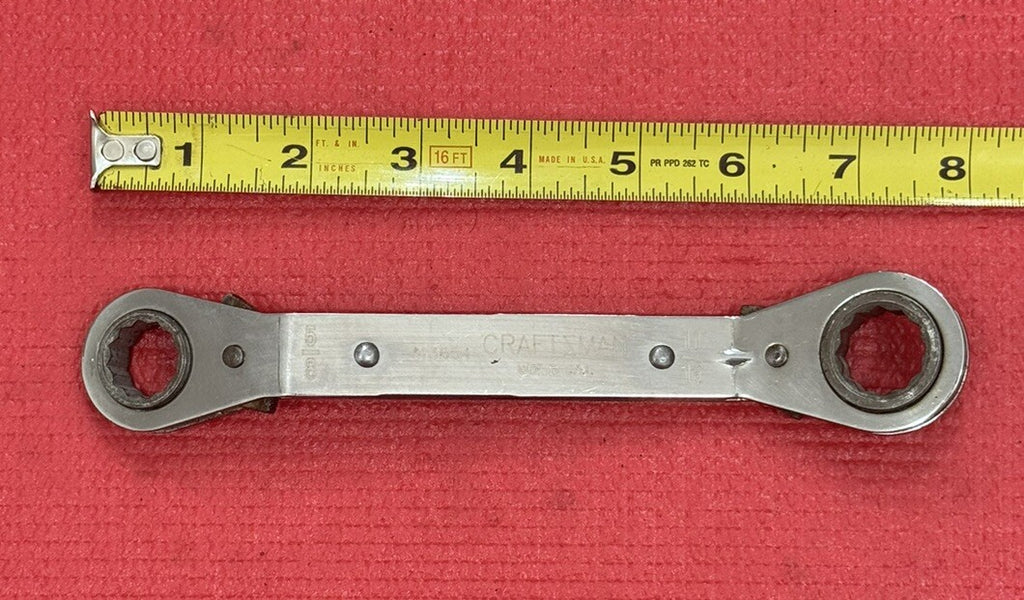 Craftsman 43654, SAE 5/8" X 11/16" Ratcheting Offset Box Wrench 12PT Made in USA