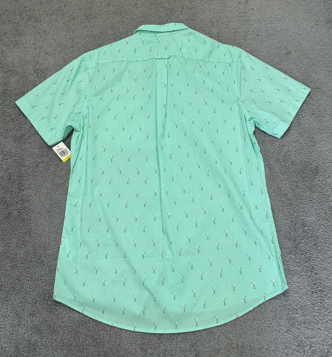 Izod Men's Short Sleeve Button Down Ice Green Breeze Woven Martini Size M NEW
