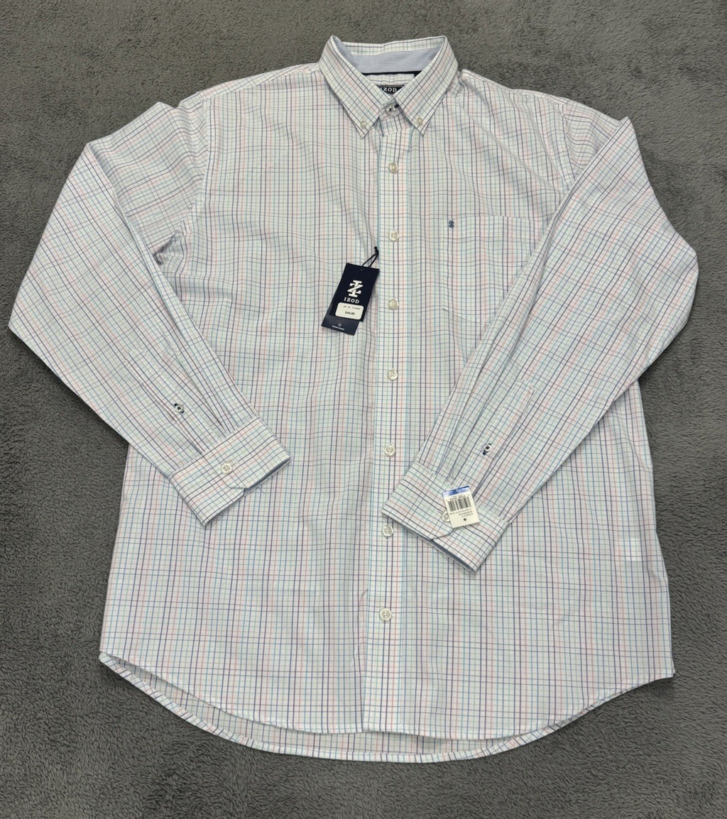 Izod Strip Limpet Shell Long Sleeve Collared Button-up Woven Shirt Size XLT NEW