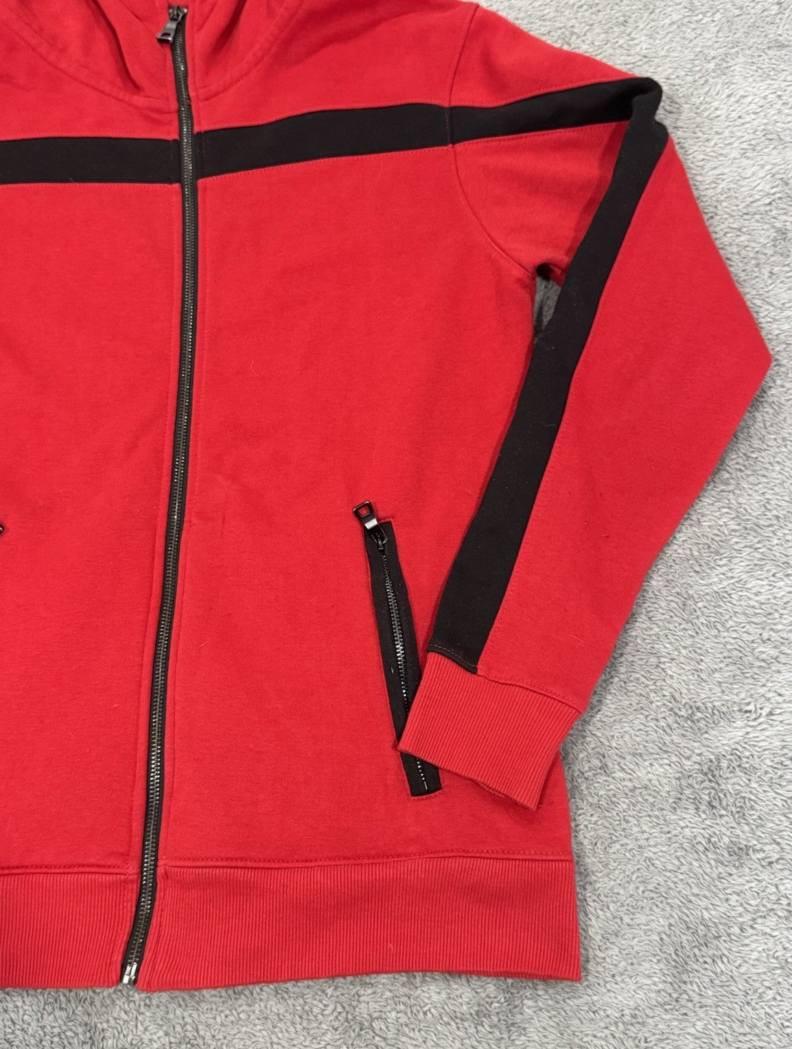 JORDAN CRAIG Hoodie Full Zip Jacket With Pockets Red & Black Mens Size L Large