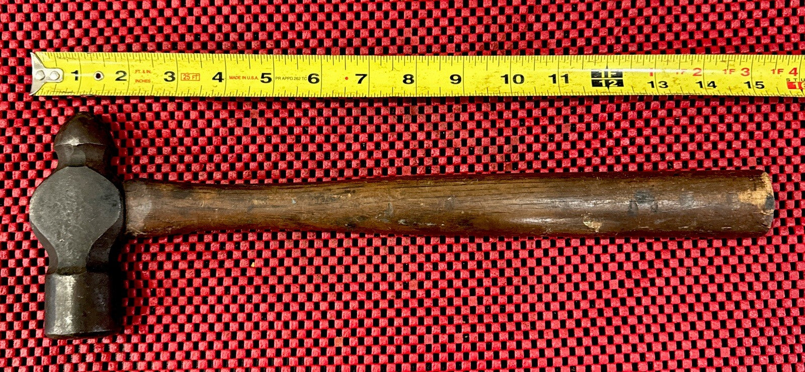 Vintage True Temper  No.1224 Ball Peen Hammer w/ 15" Hickory Wood Handle  USA N3