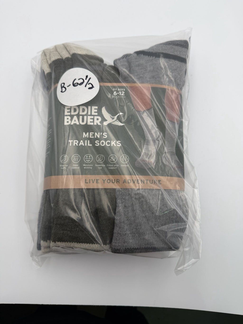 New Eddie Bauer Seamless Toe Trail Socks Men's Shoes Size 6-12 -Pairs Of 6