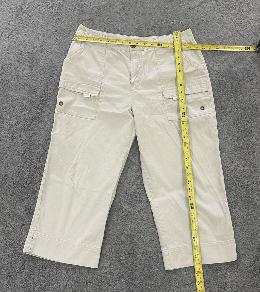 BAY STUDIO KHAKIS PETITE SIZE 12P WOMENS CAPRI SHORTS CARGO COTTON