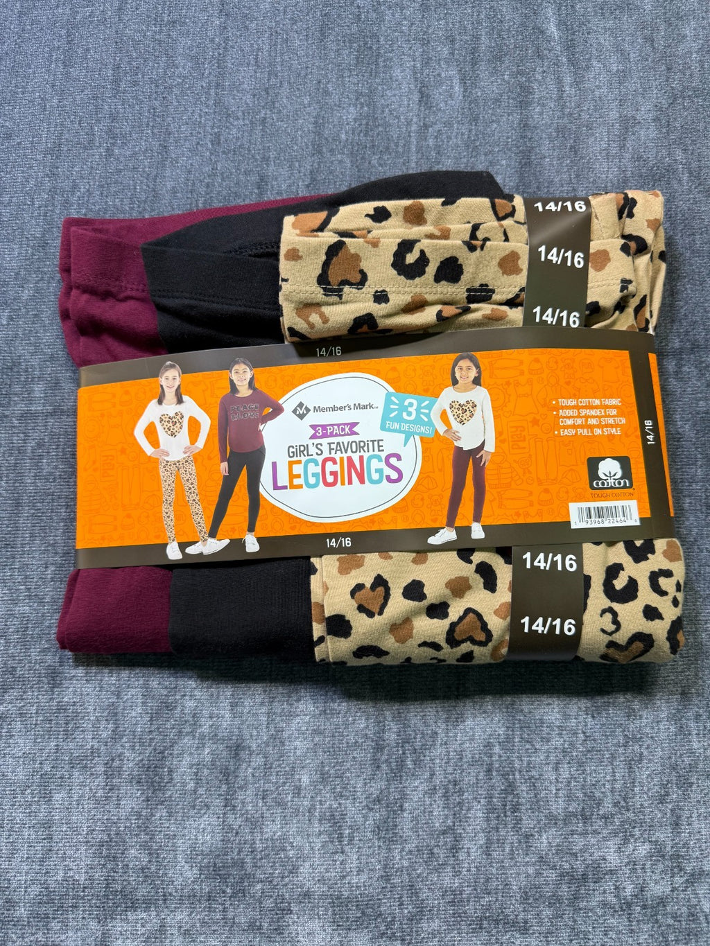 NWT Member's Mark My Favorite Leggings Girls 14/16 Multicolor Preppy - 3-Pack