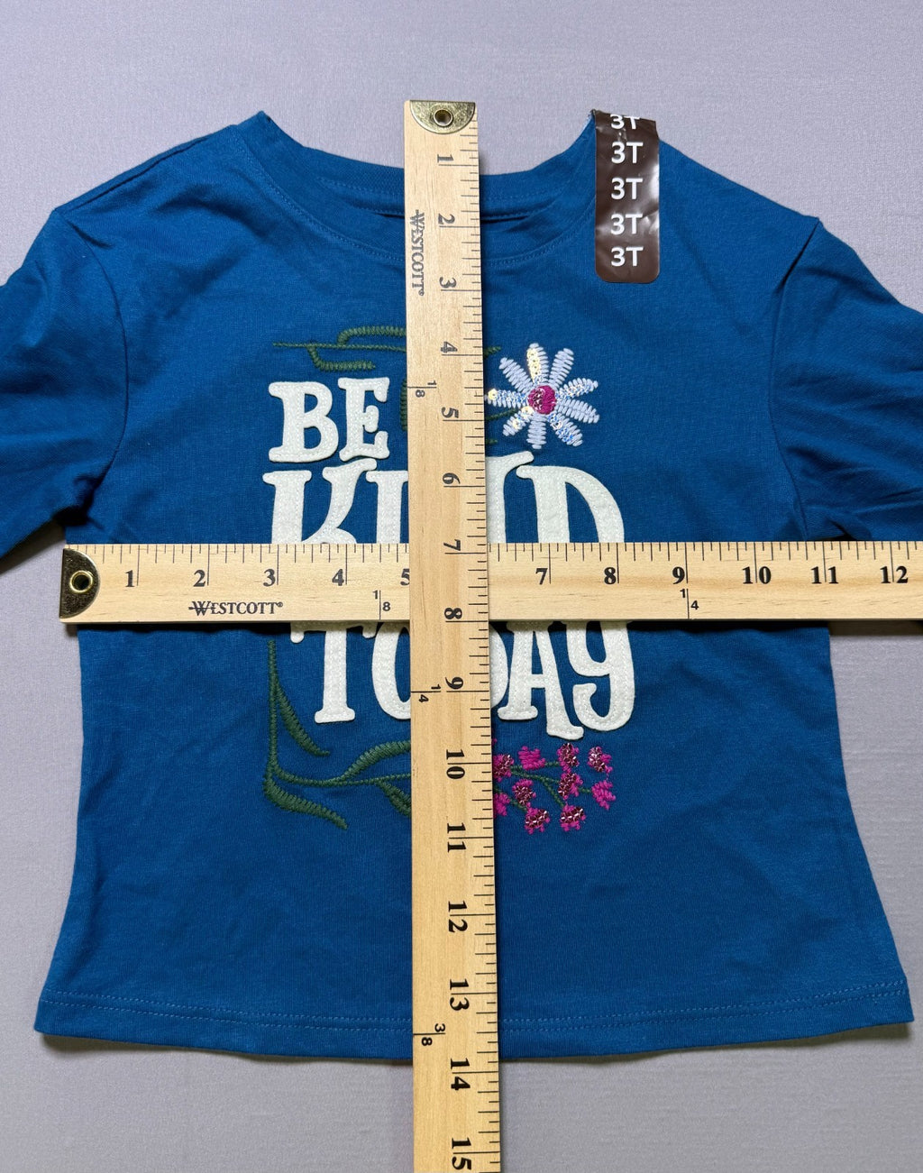 NWT Member's Mark Long Sleeve Tee Girls 3T Blue Floral Embroidered Casual Wear