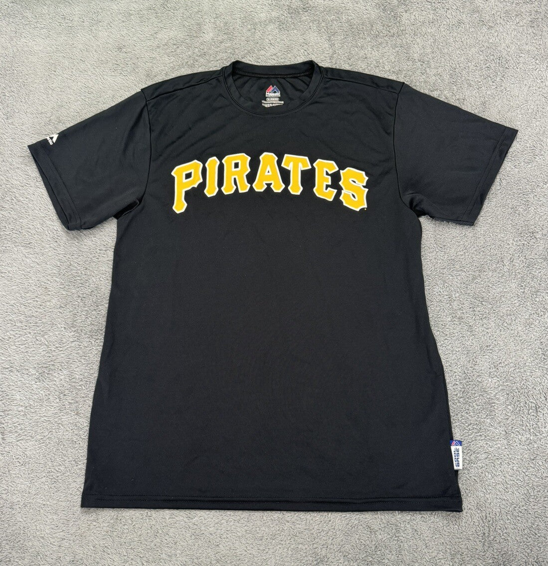 NEW Pittsburgh Pirates Majestic Black T-Shirt Youth Short Sleeve Boys XL Crew
