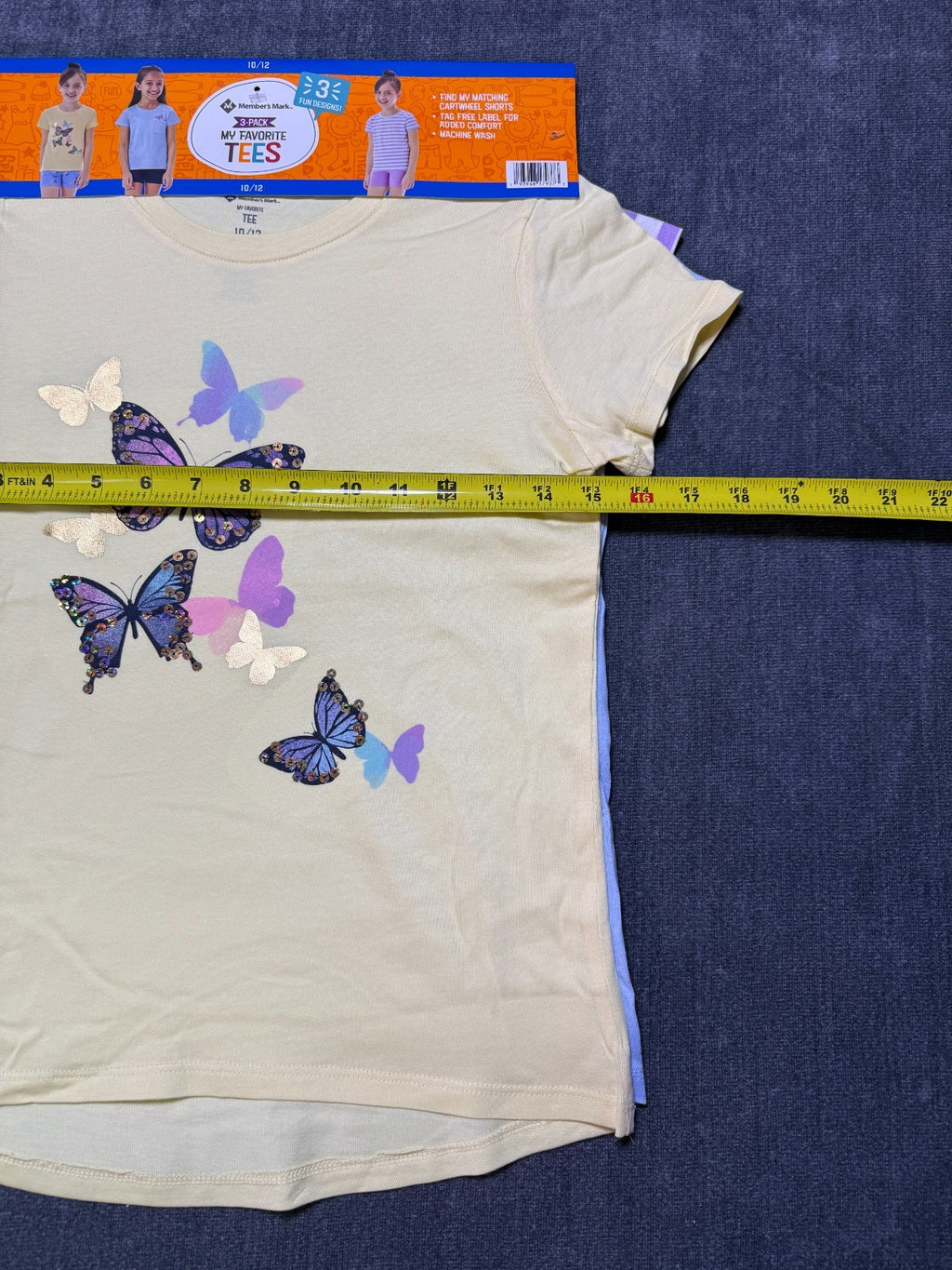 NWT Member's Mark My Favorite T-Shirts Girls 10/12 Multi Short Sleeve - Lot of 3