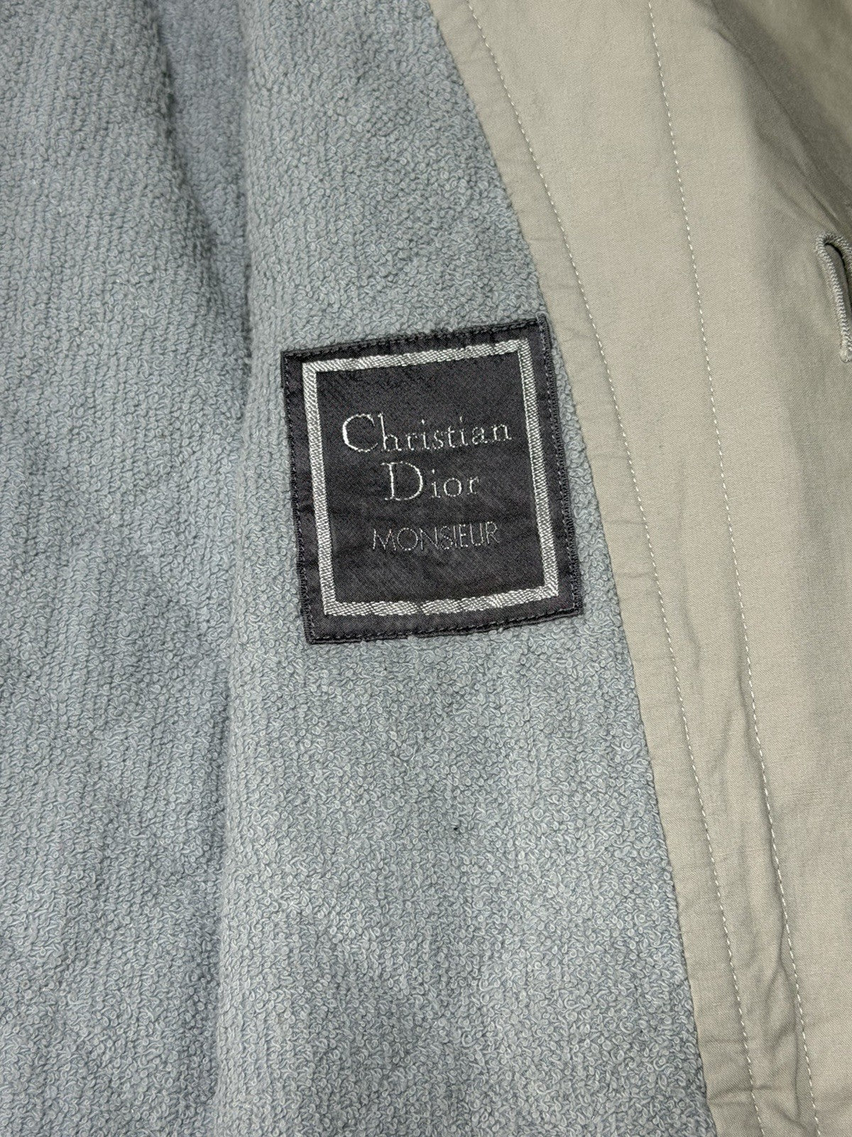 Vintage Christian Dior Monsieur Belted Terry Cloth Robe Beach Coverup Jacket COA