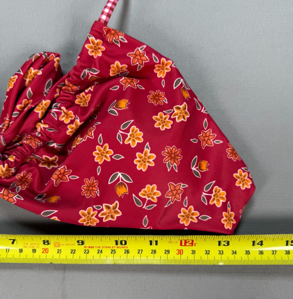 RoseSeek 2-Piece Floral Swimsuit Women's Large Orange Halter Triangle Bathing