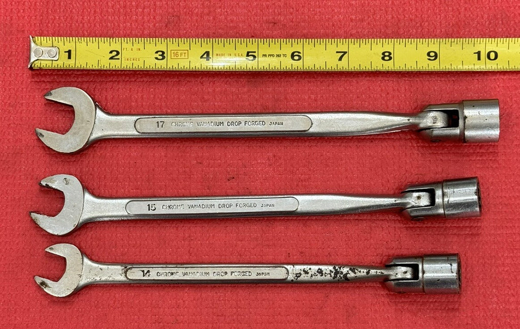 Vintage Truecraft tools 3PC B714, B715, B717 Flex Socket Combo Wrench Metric Set