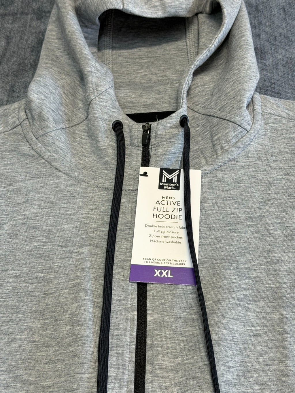 NWT Members Mark Everyday Full Zip Active Hoodie Men's 2XL Gray Long Sleeve