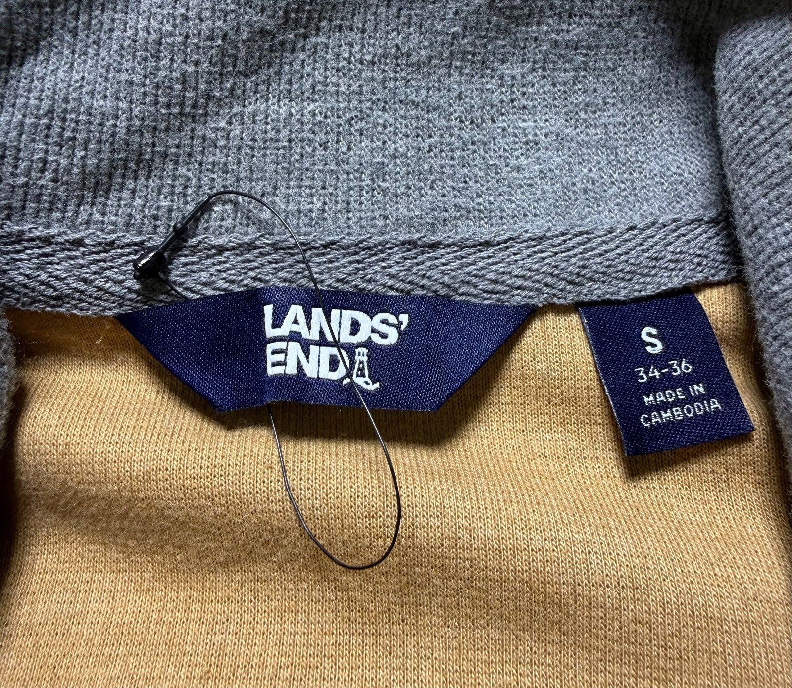 NWT Lands End 1/4 Zip Pullover Sweater Men's Small Beige Long Sleeve Mock Neck