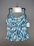 NWT Anne Cole Tankini Swim Top Womens 2XL Turquoise White UPF 50+ Summer Beach