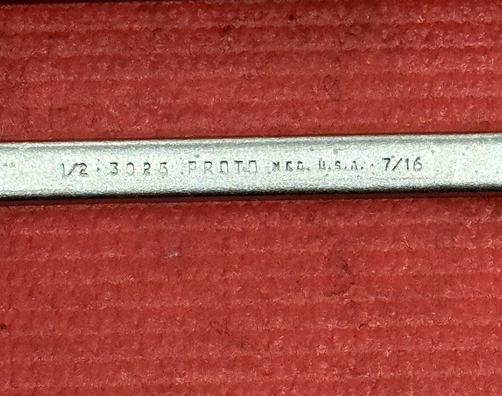 Vintage PROTO Tools 3025, SAE 1/2" X 7/16" Double Open-End Wrench Made in USA