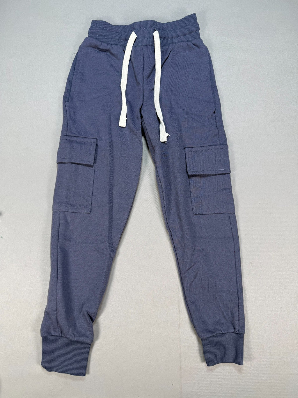 Kids Navy Blue Cargo Pockets Jogger Pants Size XS Drawstring Sweatpants